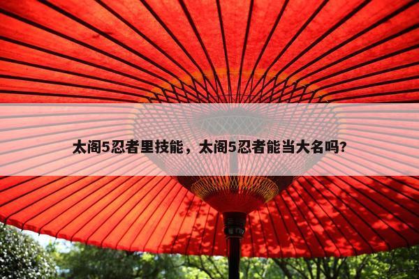 太阁5忍者里技能，太阁5忍者能当大名吗?