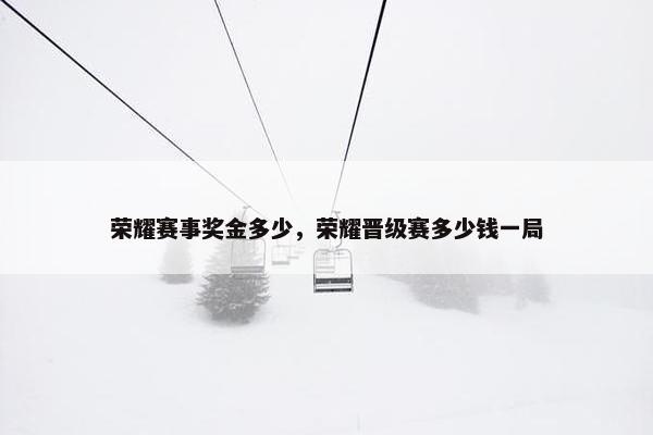 荣耀赛事奖金多少，荣耀晋级赛多少钱一局