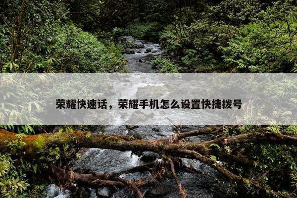 荣耀快速话，荣耀手机怎么设置快捷拨号
