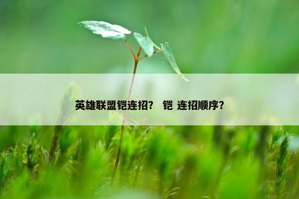 英雄联盟铠连招？ 铠 连招顺序？