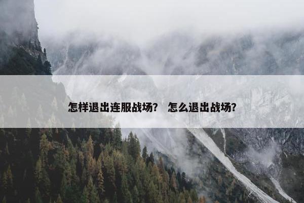 怎样退出连服战场？ 怎么退出战场？