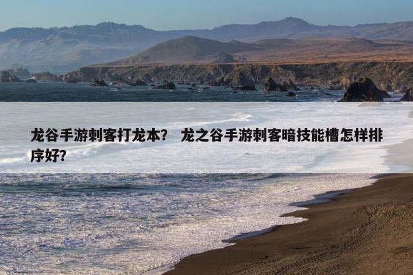龙谷手游刺客打龙本？ 龙之谷手游刺客暗技能槽怎样排序好？