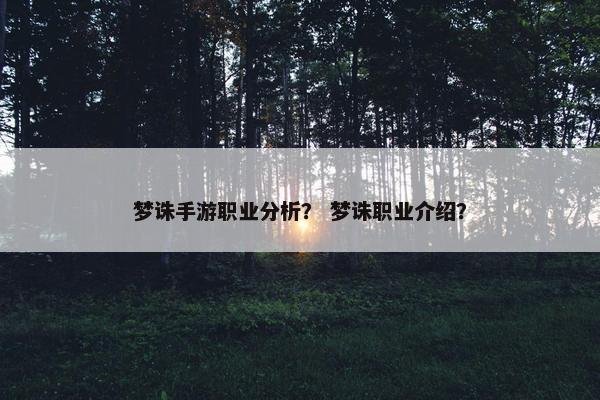 梦诛手游职业分析？ 梦诛职业介绍？