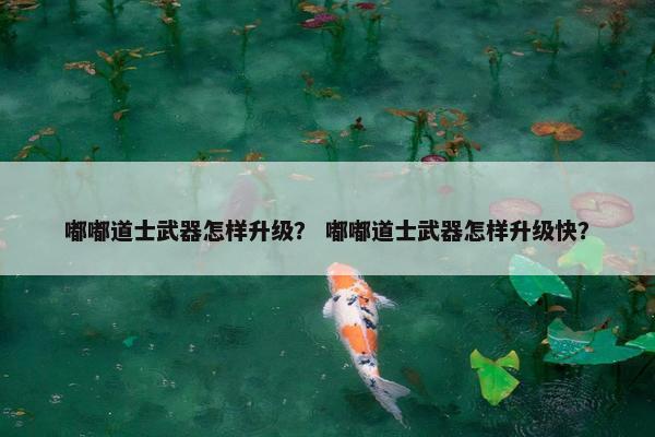 嘟嘟道士武器怎样升级？ 嘟嘟道士武器怎样升级快？
