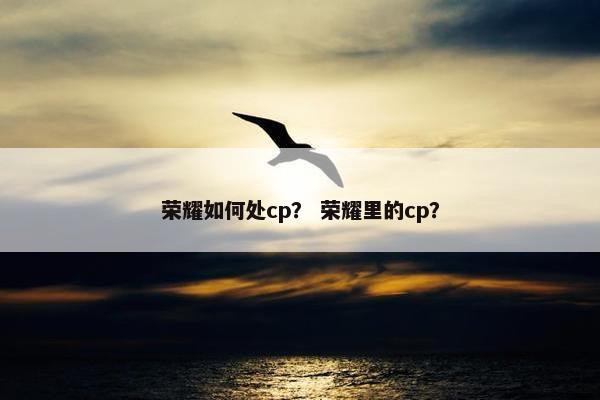 荣耀如何处cp？ 荣耀里的cp？