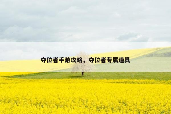 夺位者手游攻略，夺位者专属道具