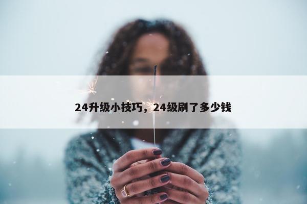 24升级小技巧，24级刷了多少钱