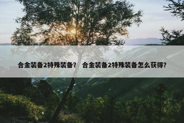 合金装备2特殊装备？ 合金装备2特殊装备怎么获得？