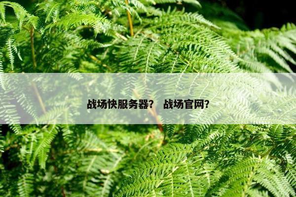 战场快服务器？ 战场官网？