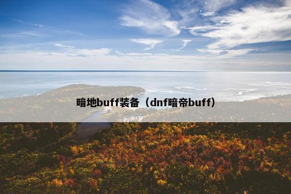 暗地buff装备（dnf暗帝buff）