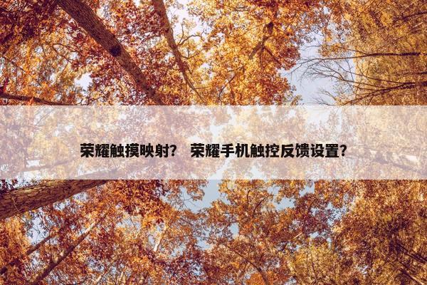 荣耀触摸映射？ 荣耀手机触控反馈设置？