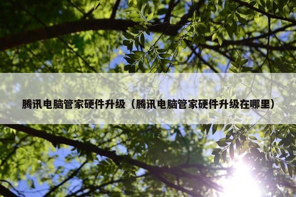 腾讯电脑管家硬件升级（腾讯电脑管家硬件升级在哪里）
