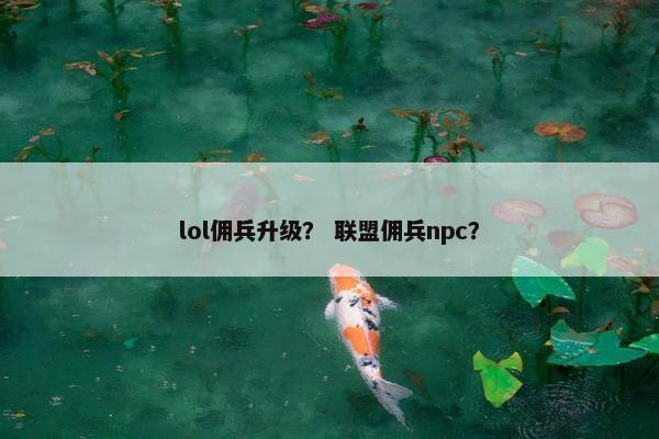 lol佣兵升级？ 联盟佣兵npc？