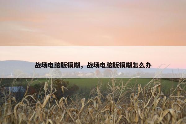 战场电脑版模糊，战场电脑版模糊怎么办