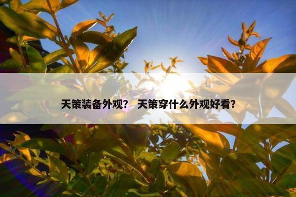 天策装备外观？ 天策穿什么外观好看？