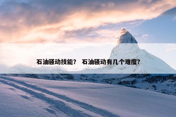 石油骚动技能？ 石油骚动有几个难度？