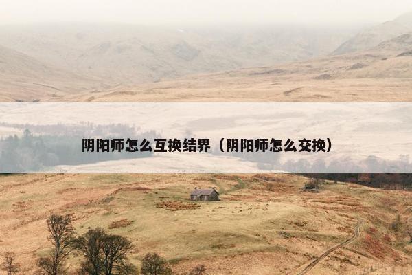 阴阳师怎么互换结界（阴阳师怎么交换）