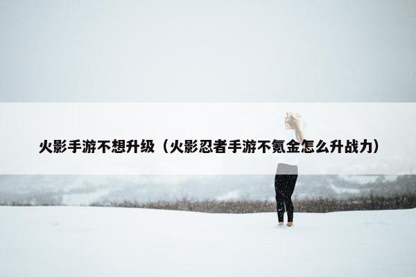 火影手游不想升级（火影忍者手游不氪金怎么升战力）