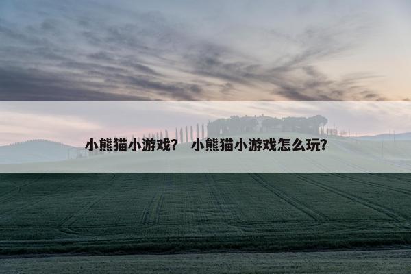 小熊猫小游戏？ 小熊猫小游戏怎么玩？