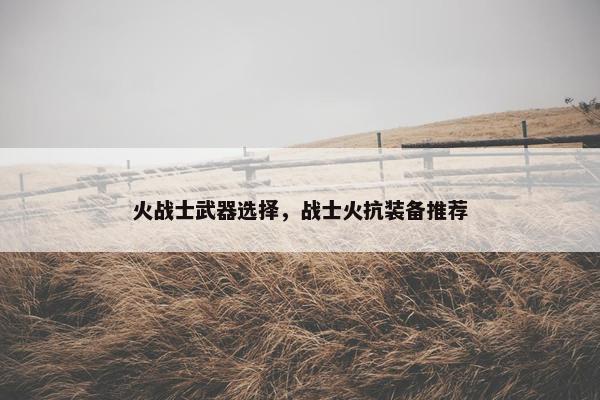 火战士武器选择，战士火抗装备推荐