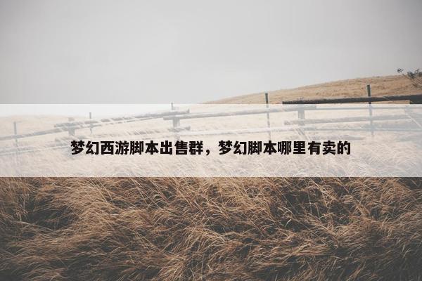 梦幻西游脚本出售群，梦幻脚本哪里有卖的