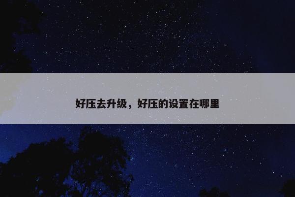 好压去升级，好压的设置在哪里