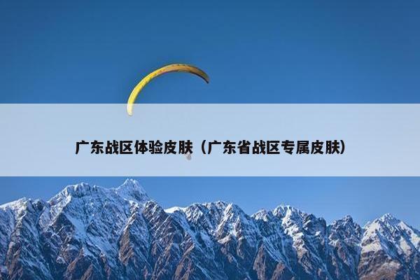 广东战区体验皮肤（广东省战区专属皮肤）