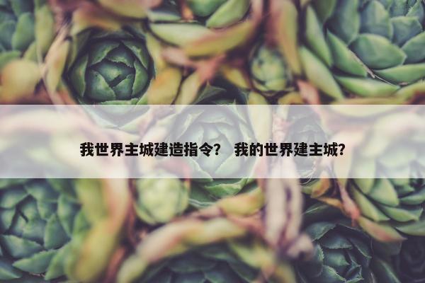 我世界主城建造指令？ 我的世界建主城？