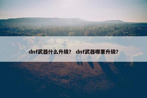 dnf武器什么升级？ dnf武器哪里升级？