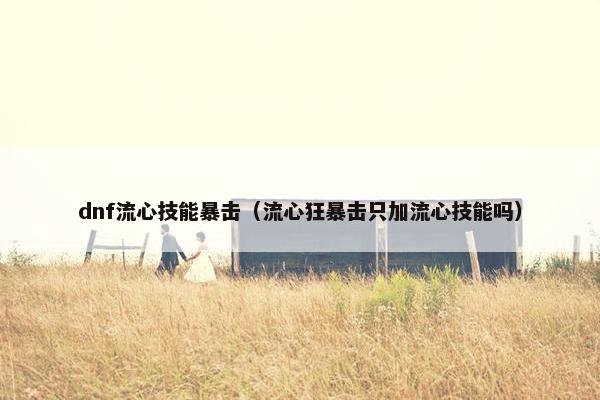 dnf流心技能暴击（流心狂暴击只加流心技能吗）