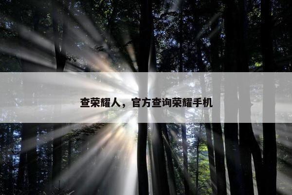 查荣耀人，官方查询荣耀手机