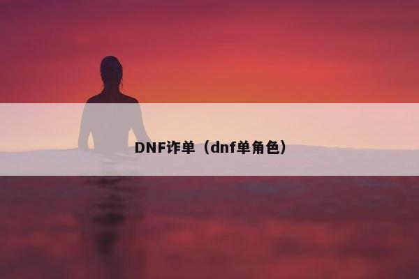 DNF诈单（dnf单角色）