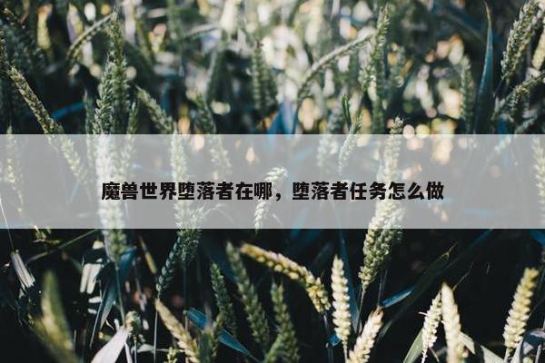 魔兽世界堕落者在哪，堕落者任务怎么做