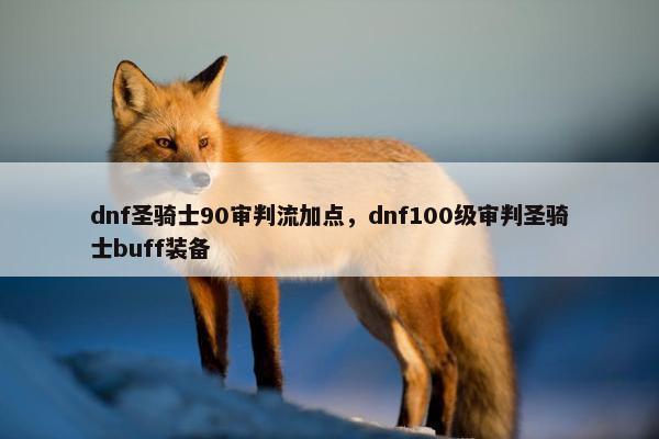 dnf圣骑士90审判流加点，dnf100级审判圣骑士buff装备