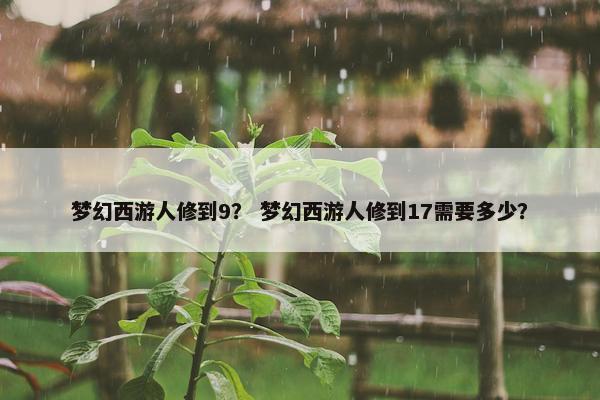 梦幻西游人修到9？ 梦幻西游人修到17需要多少？