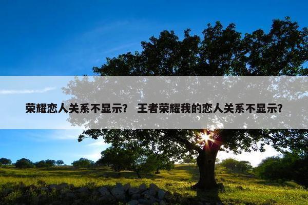 荣耀恋人关系不显示？ 王者荣耀我的恋人关系不显示？
