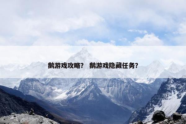 鹅游戏攻略？ 鹅游戏隐藏任务？