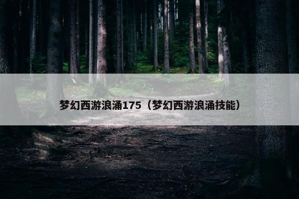 梦幻西游浪涌175（梦幻西游浪涌技能）
