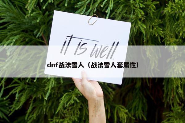dnf战法雪人（战法雪人套属性）