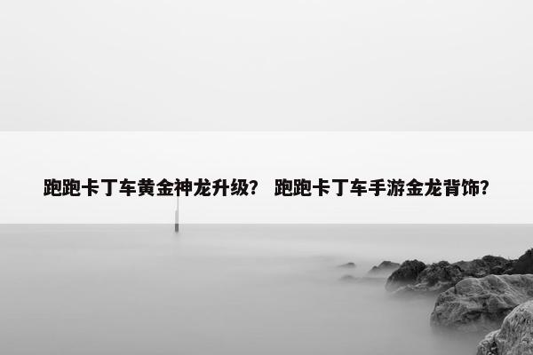 跑跑卡丁车黄金神龙升级？ 跑跑卡丁车手游金龙背饰？