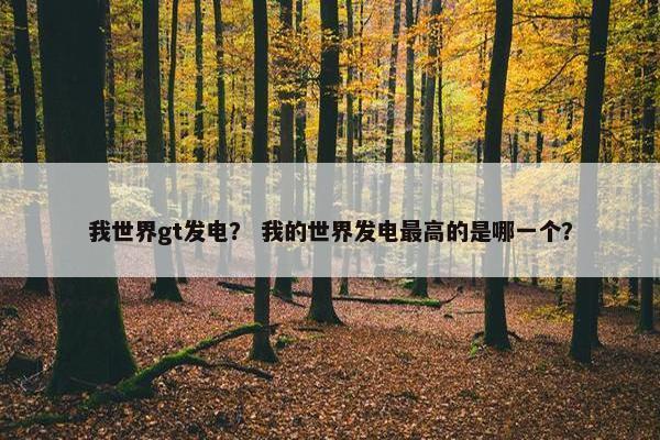 我世界gt发电？ 我的世界发电最高的是哪一个？
