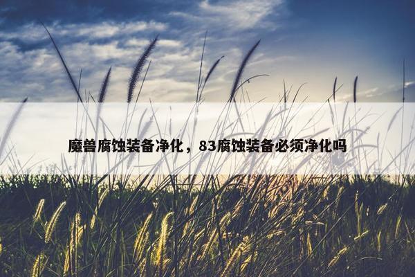 魔兽腐蚀装备净化，83腐蚀装备必须净化吗