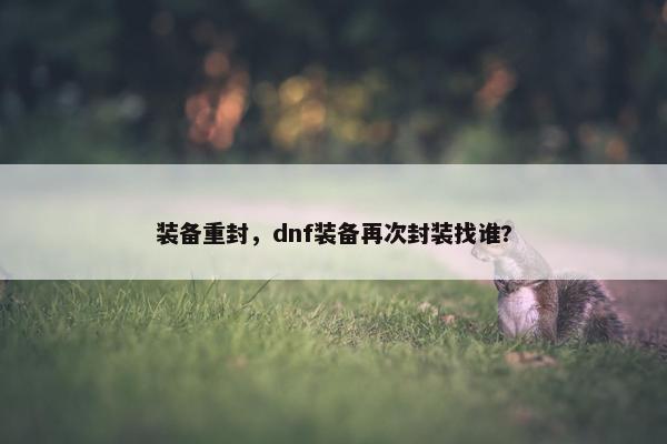 装备重封，dnf装备再次封装找谁?