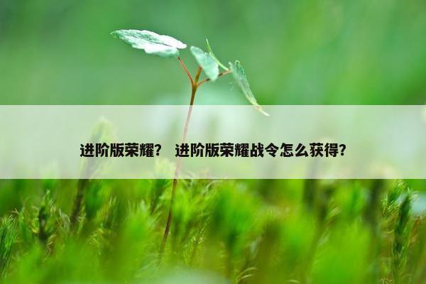 进阶版荣耀？ 进阶版荣耀战令怎么获得？