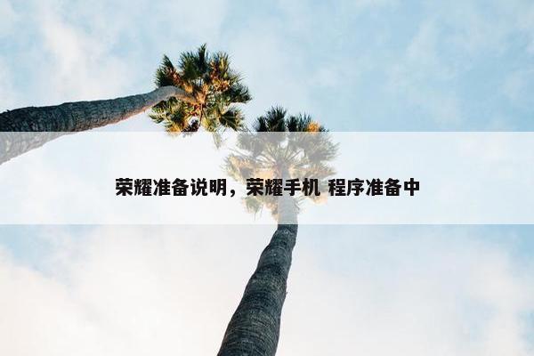 荣耀准备说明，荣耀手机 程序准备中