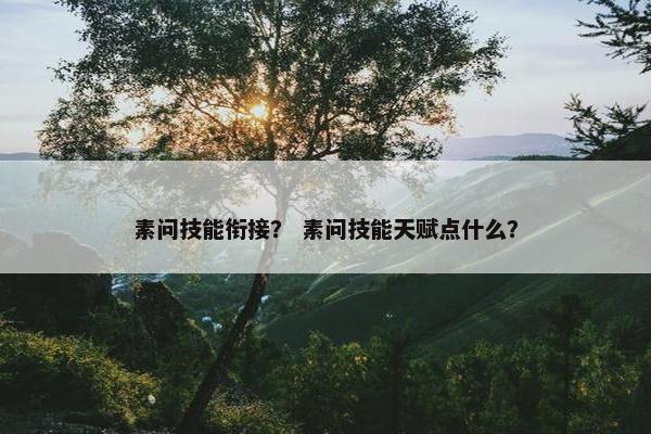 素问技能衔接？ 素问技能天赋点什么？