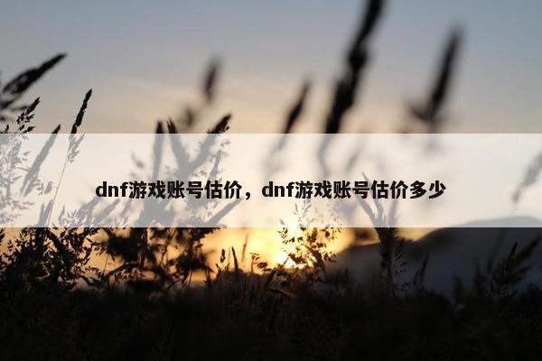 dnf游戏账号估价，dnf游戏账号估价多少