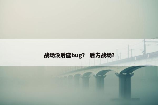 战场没后座bug？ 后方战场？
