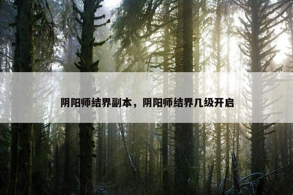 阴阳师结界副本，阴阳师结界几级开启