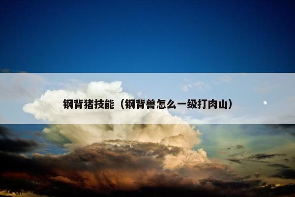 钢背猪技能（钢背兽怎么一级打肉山）
